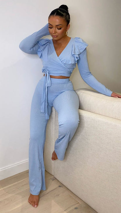 Tied Front Flared Two Piece Set - Dressmedolly