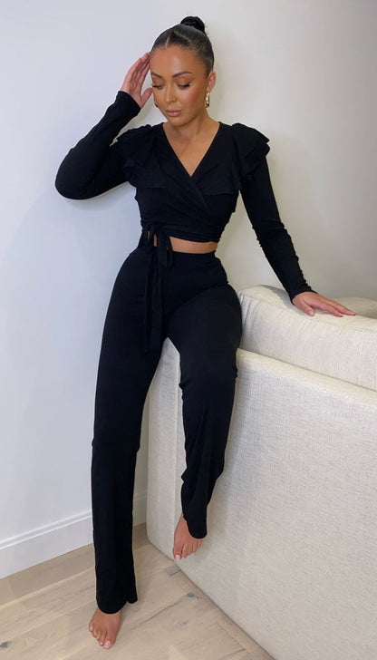 Tied Front Flared Two Piece Set - Dressmedolly