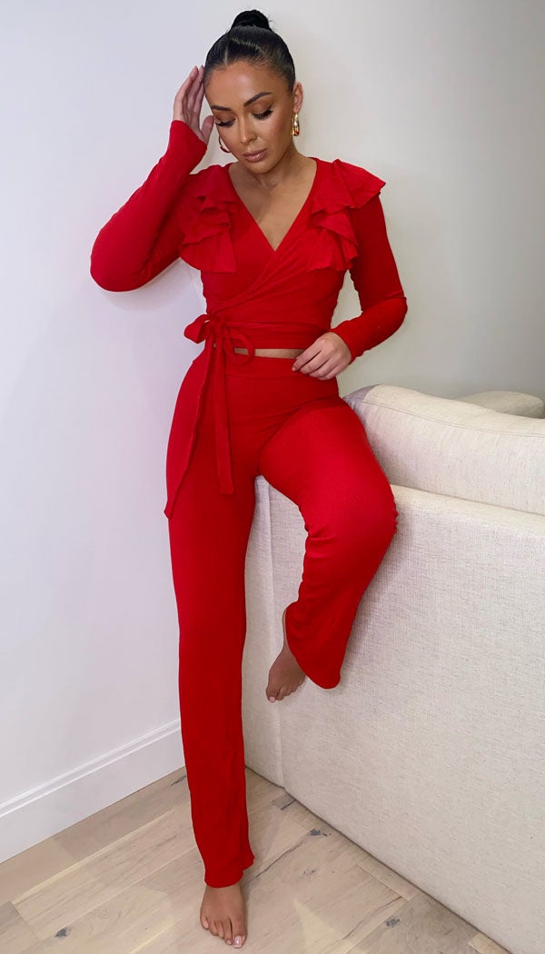 Tied Front Flared Two Piece Set - Dressmedolly